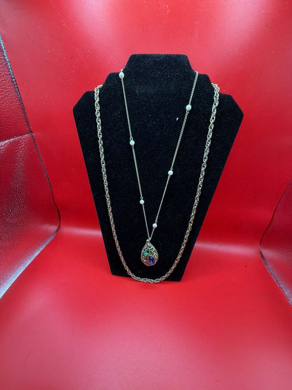 Fashion Jewelry Layered Teardrop Pendant Necklace